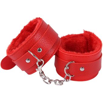 Esposas De Felpa y Cuero Bdsm Ajustable Sexy Bondage